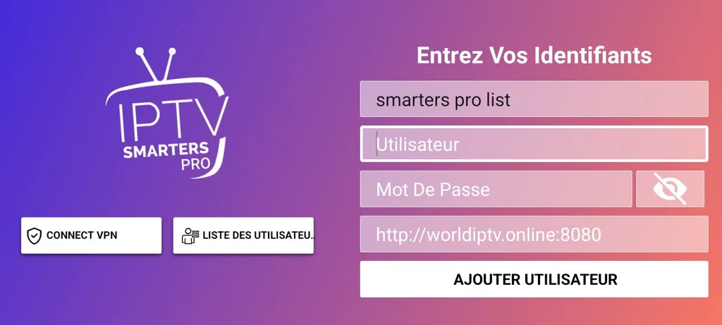 ajouter vos identifiants